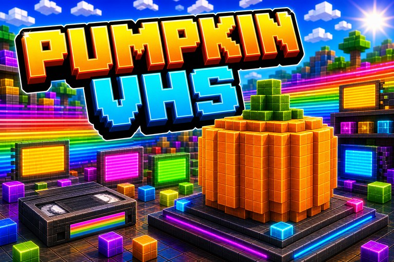 VHS Pumpkin Blur Texture Pack preview for Minecraft Bedrock